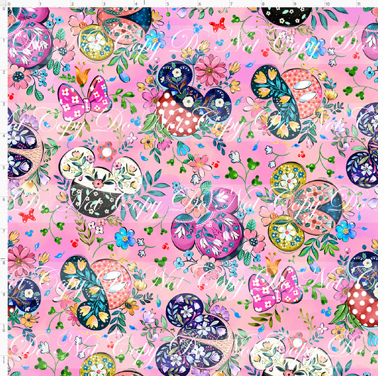 Magical Mice Coordinates - Mouse Ears Floral Toss - Pink
