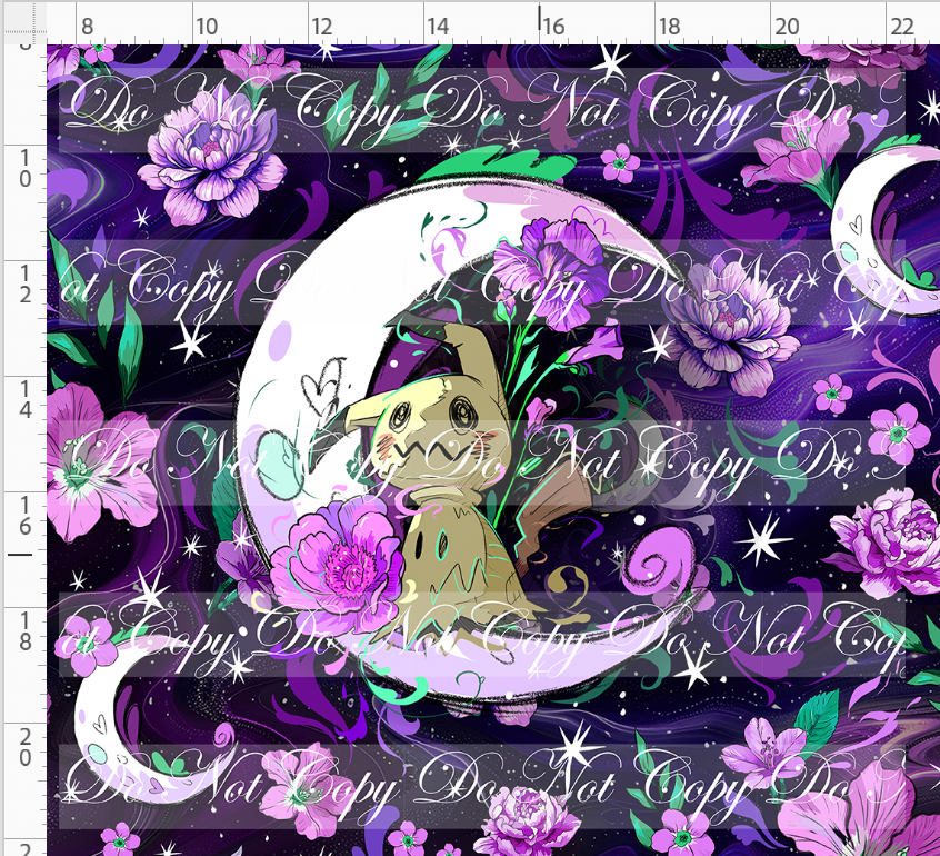 Nocturnal Cuties - panel - black and purple - mimi - ADULT