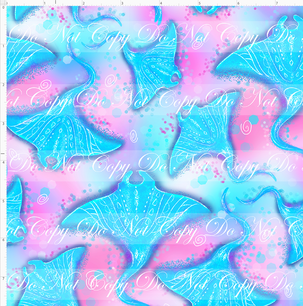 Ocean's Call-Sting Ray-Pink Blue-Small Scale