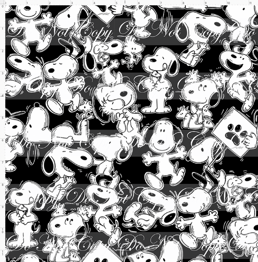 Peanut Pup-stacked pup-black white-regular scale