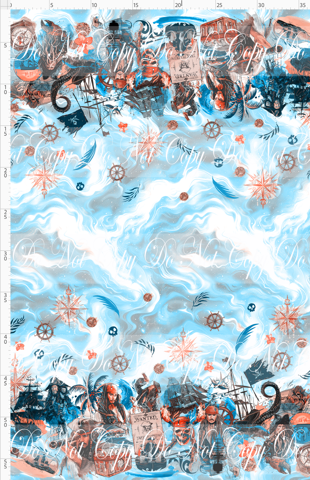 Pirate Tales - Double Border - Blue