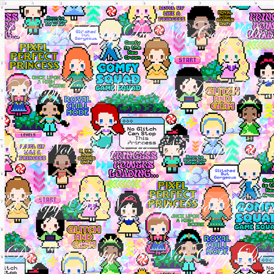 Pixel Princesses-Glitch princess-small scale-pastel background