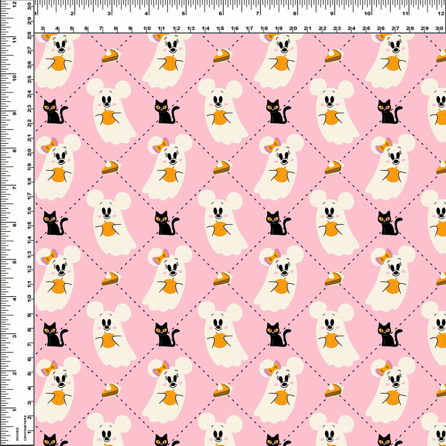 Pretty Spooky - Mouse Ghost Argyle - Pink