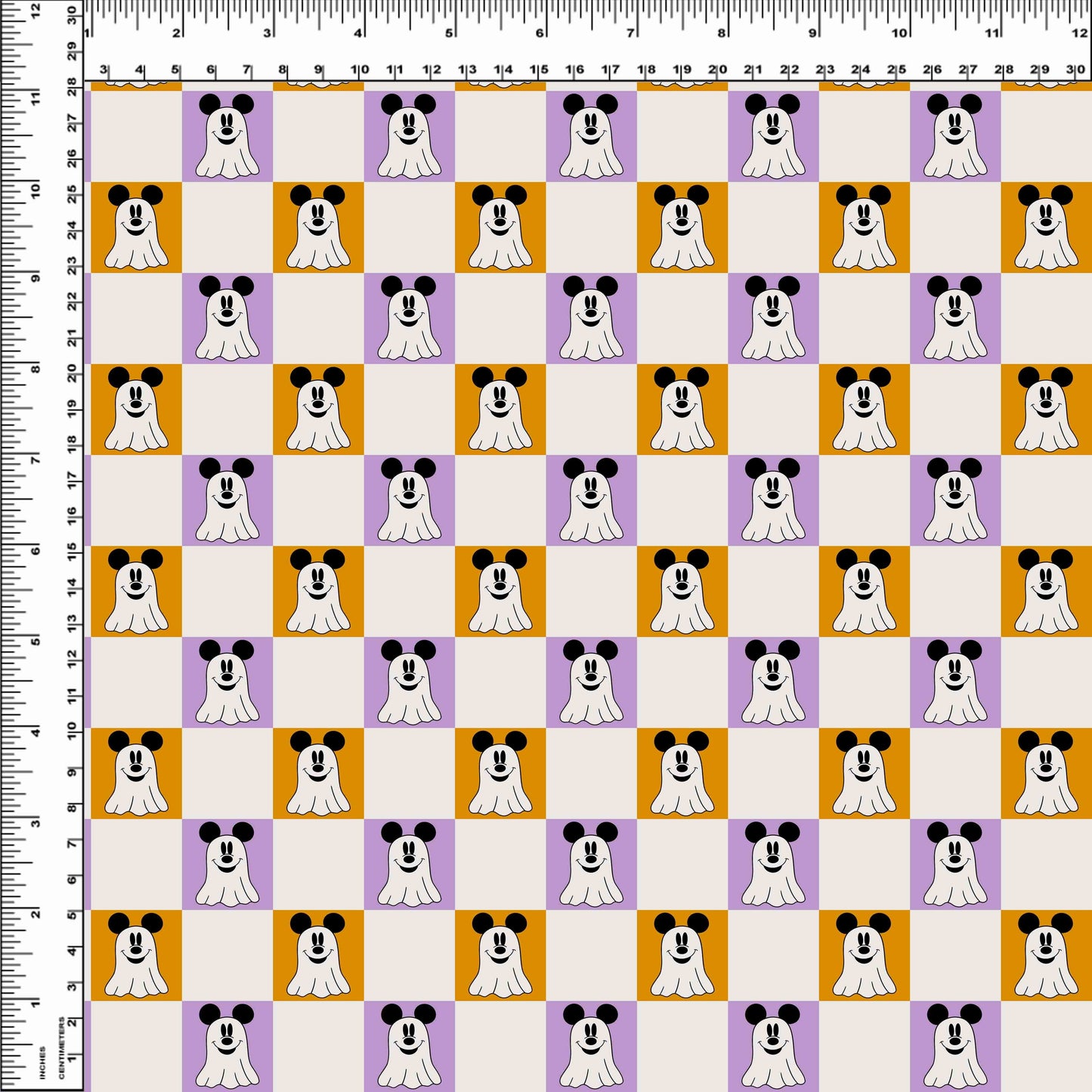 Pretty Spooky - Mouse Ghost Check - Purple & Orange