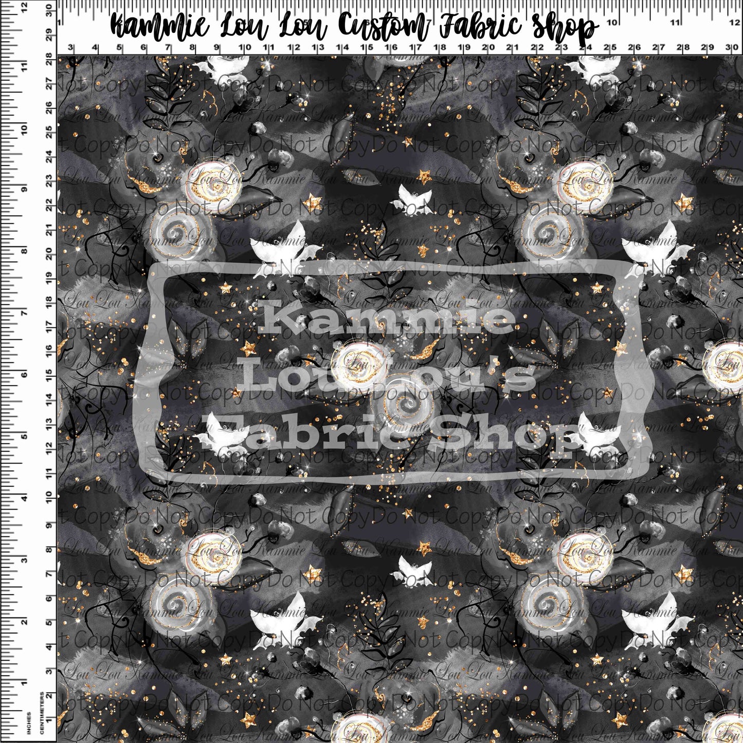 Grim Grinning Ghosts - Black Floral Coordinate