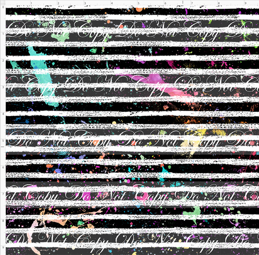 Rainbow Critters-black and white stripe with paint splatter
