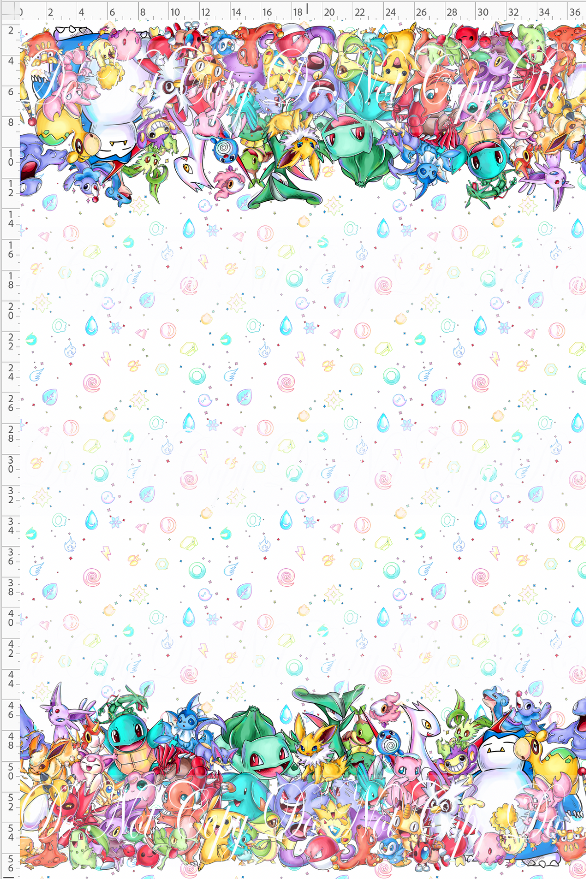 Rainbow Critters-double border-white with symbols background