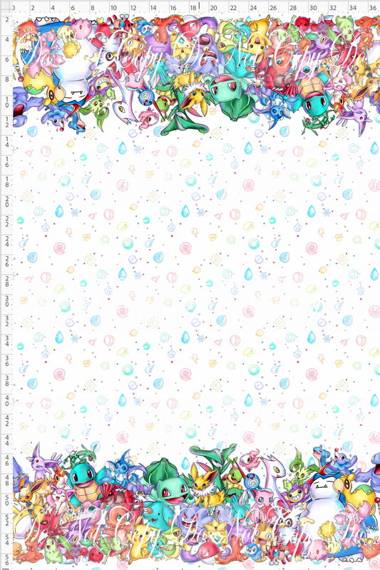 Rainbow Critters-double border-white with symbols background