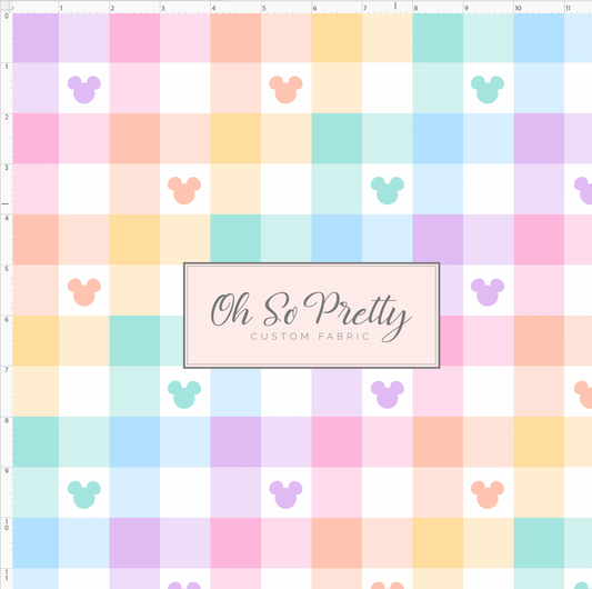 Rainbow Gingham Mouse Heads - regular scale