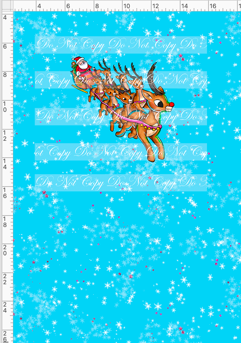 Red nosed reindeer - panel - blue - child