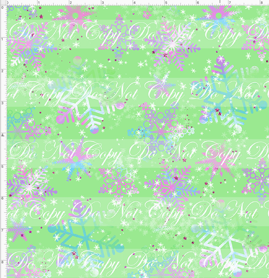 Red nosed reindeer - snowflakes - green
