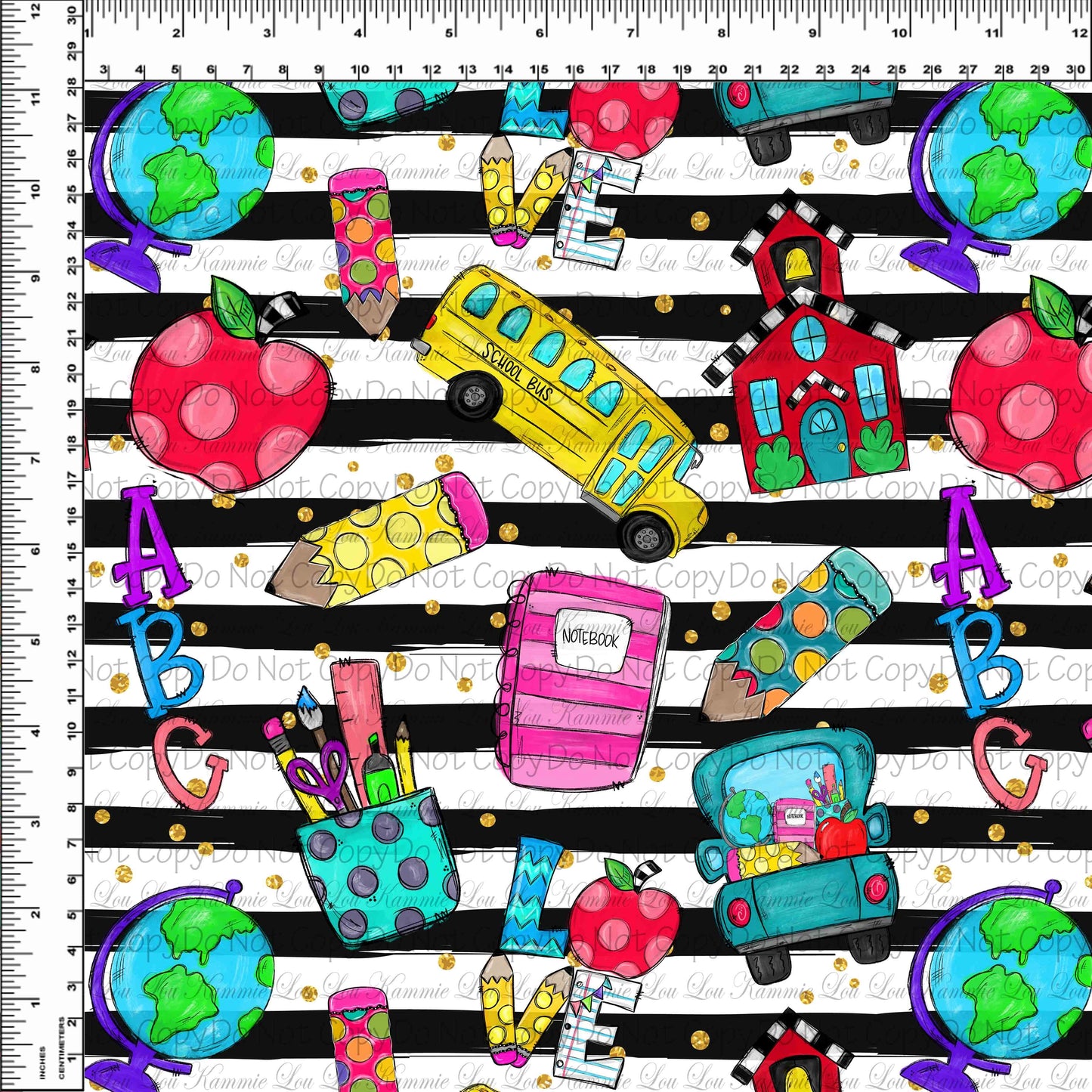 School Days - Blackboard Collection - Main Toss - Black & White Stripes - Regular Scale