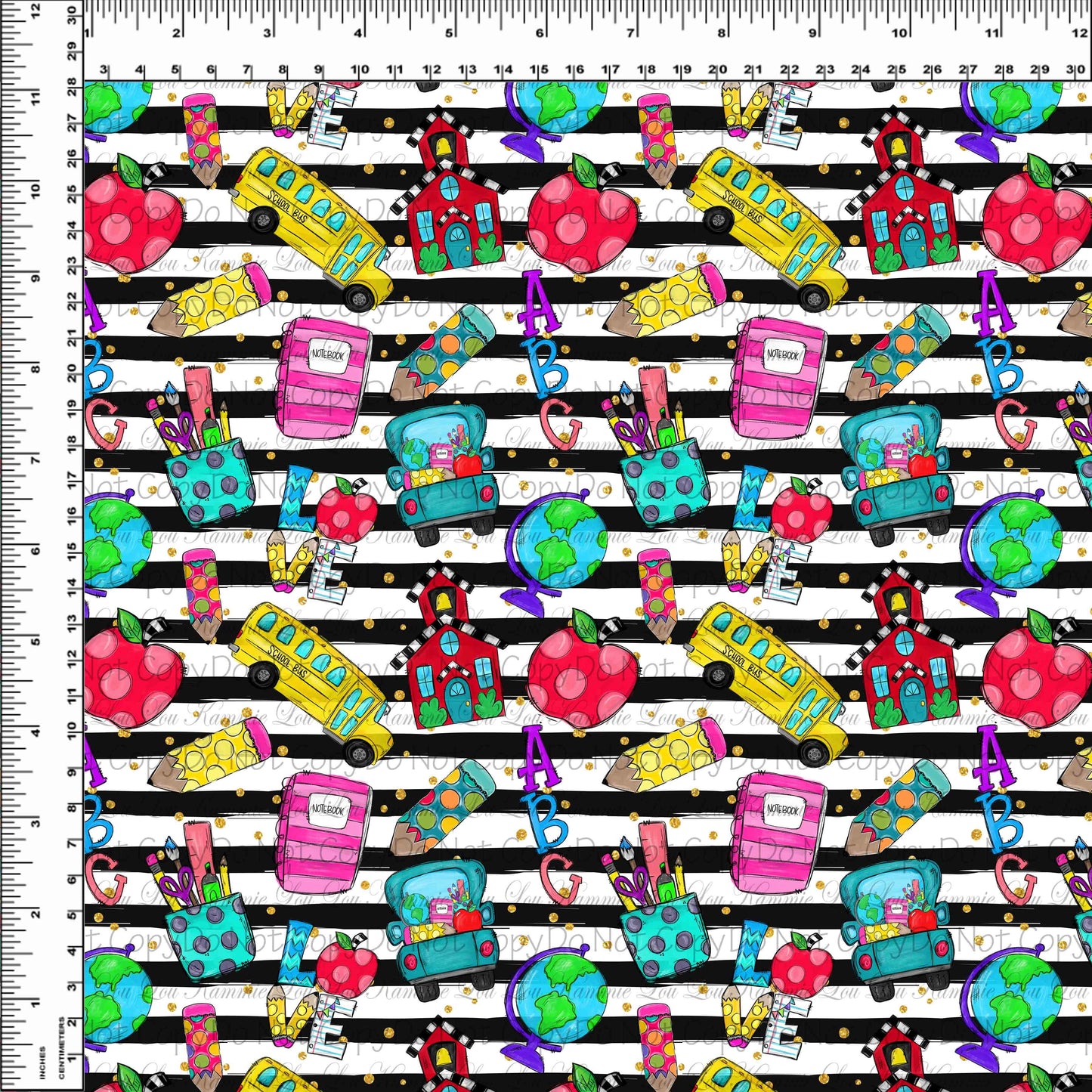 School Days - Blackboard Collection - Main Toss - Black & White Stripes - Small Scale