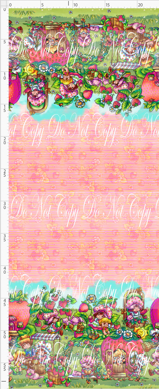 Down in the Strawberry Patch - Double Border - Pink