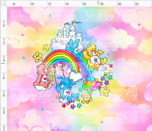 Snuggly Bears - Panel- Rainbow - Castle - ADULT