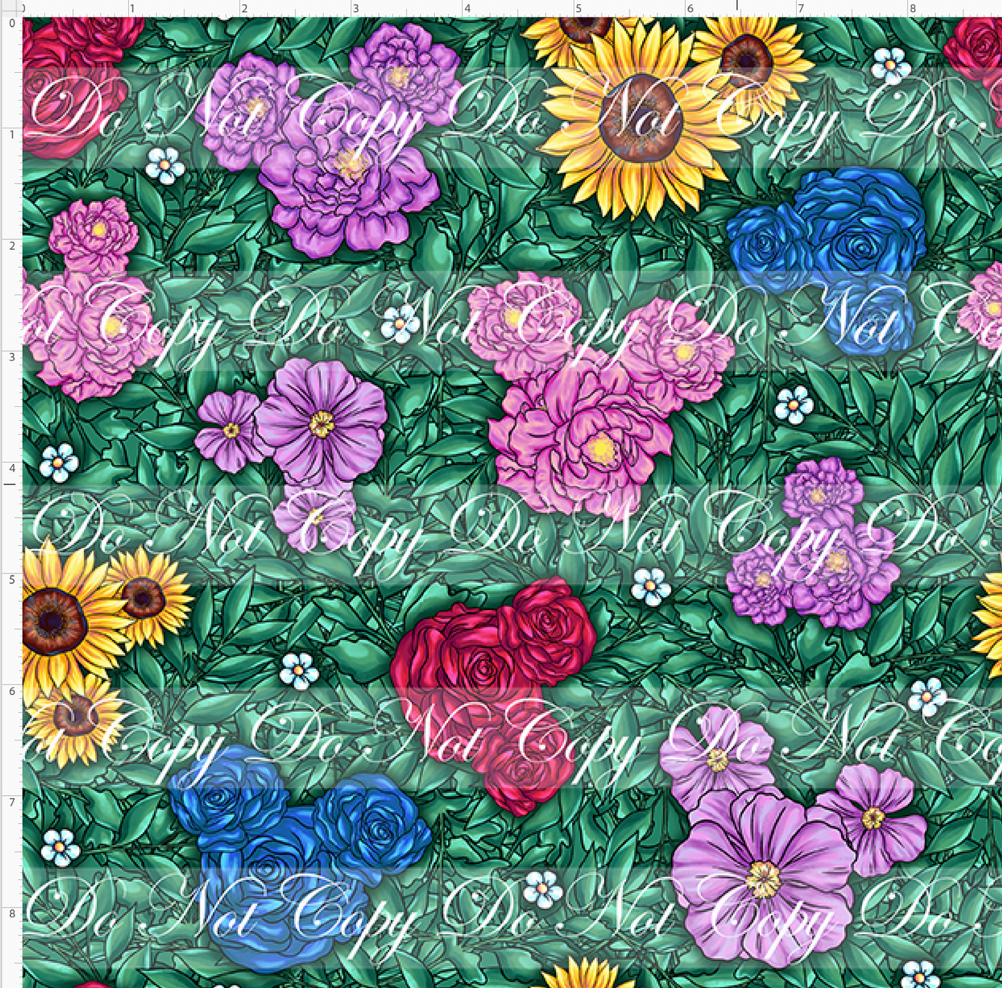Springtime Mouse - Floral Silhouette Toss on Leaves