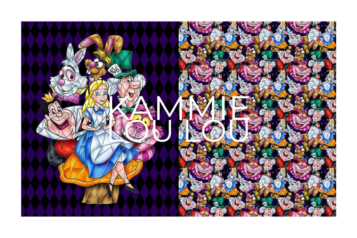 Stained Glass Alice - Childrens Blanket Panel 58W x 36H