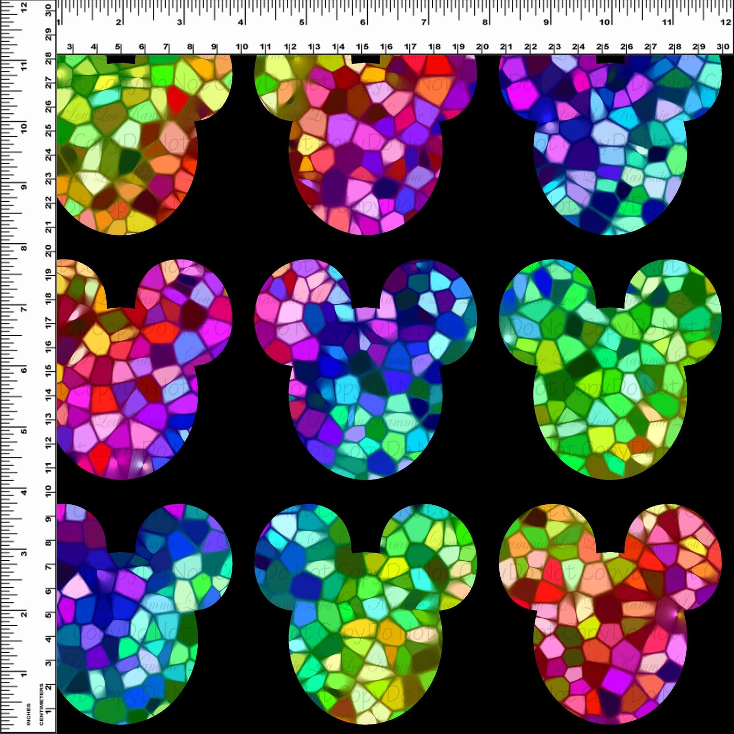 Stained Glass Mouse - Mouse Head - Black - Large Scale