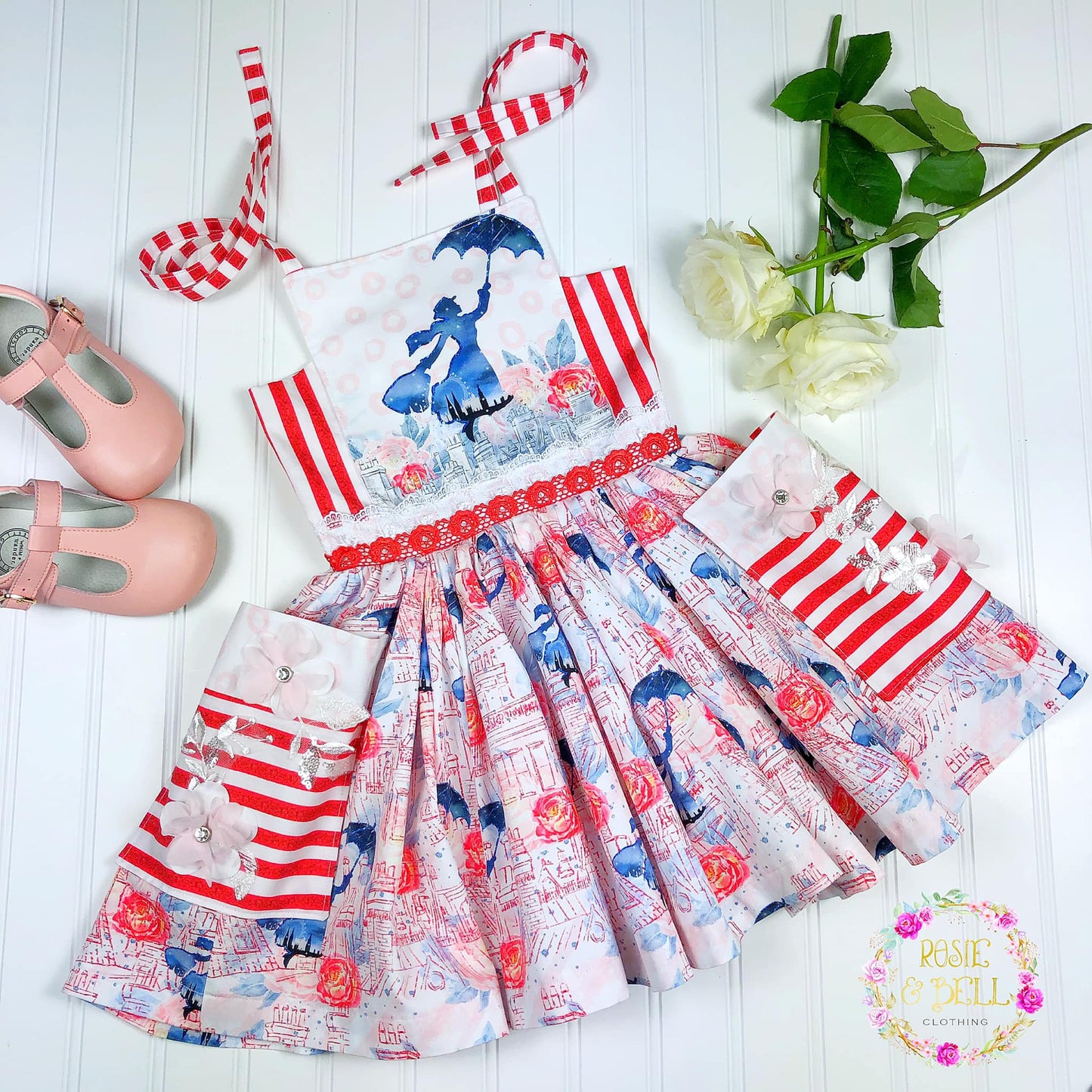 R119 Cherry Tree Lane - Red Glitter Stripes