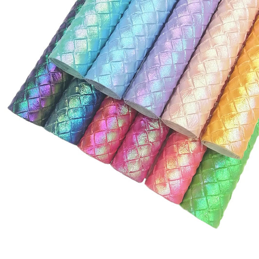 Open - Bag Makers Delight - Iridescent Basketweave Embossed Vinyl Faux Leather (41220)