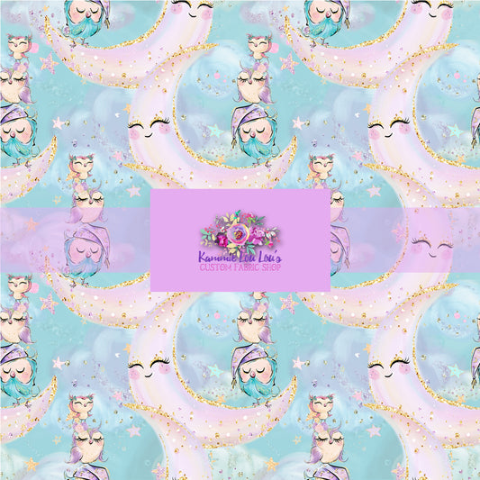 Owl Night Long - Aqua Moons with Owl