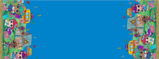 R117 Back to School - Dollhouse Collection - Double Border - Solid Blue