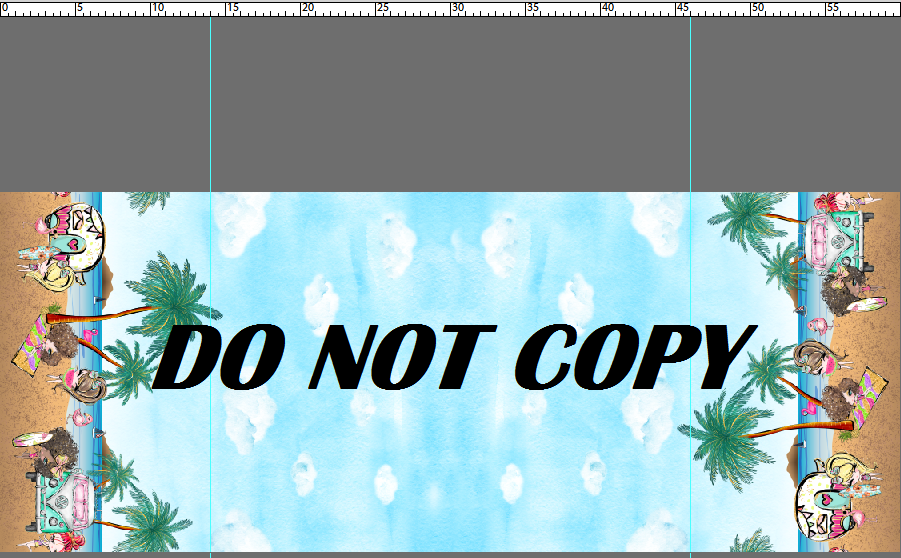 R119 Pool Party - Beach - Double Border Print