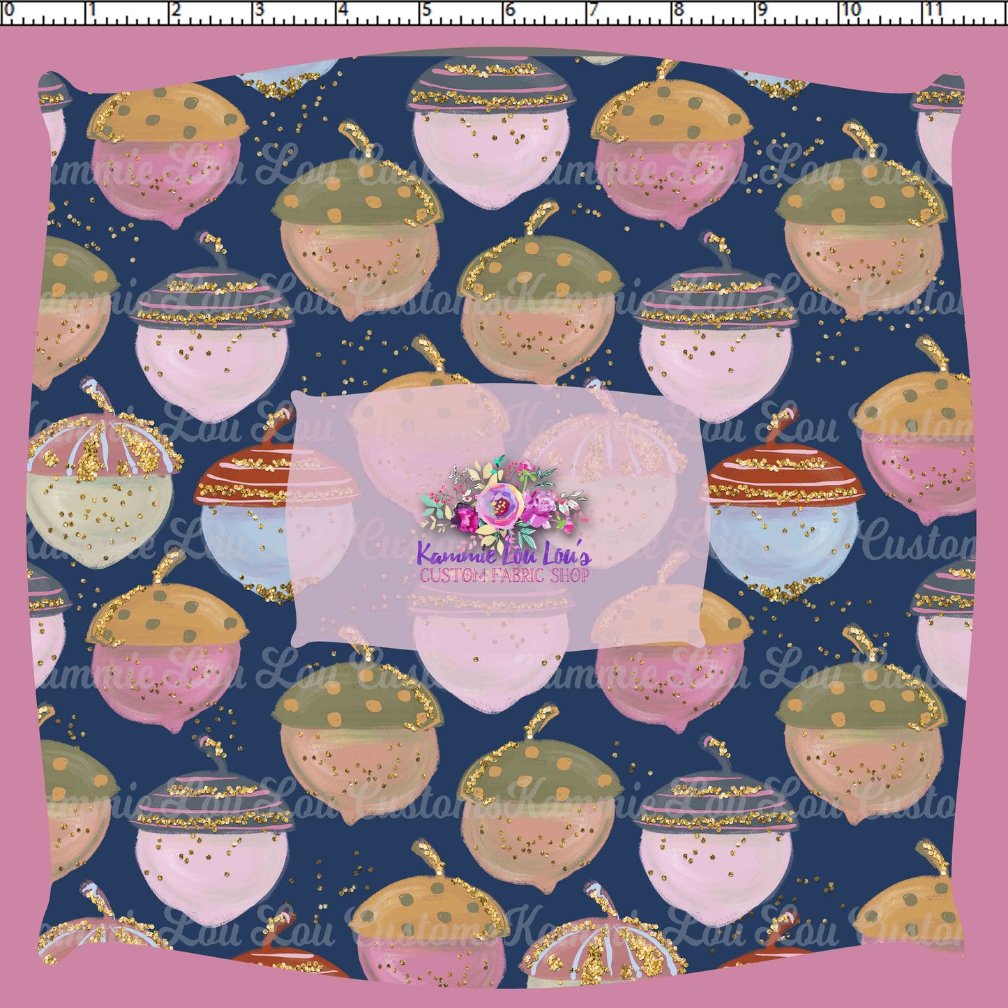 R124 Autumn Tales - Acorns on Navy