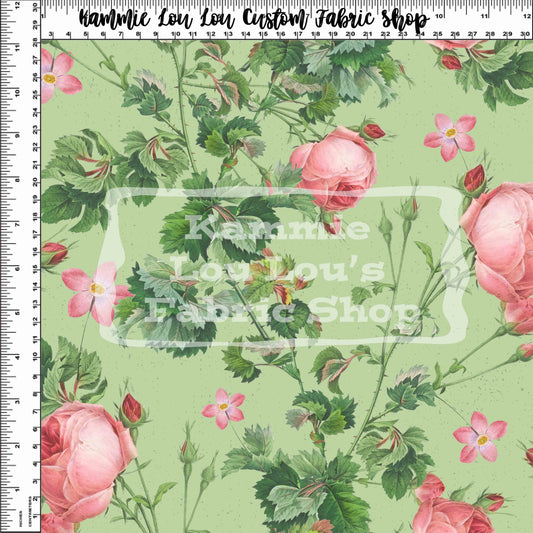 R124 : Vintage Florals - Vintage_Floral_01 - Green