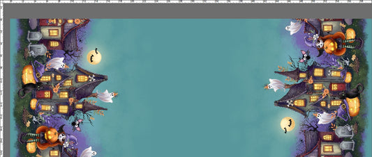 R125 Happy Halloween - Double Border - TEAL