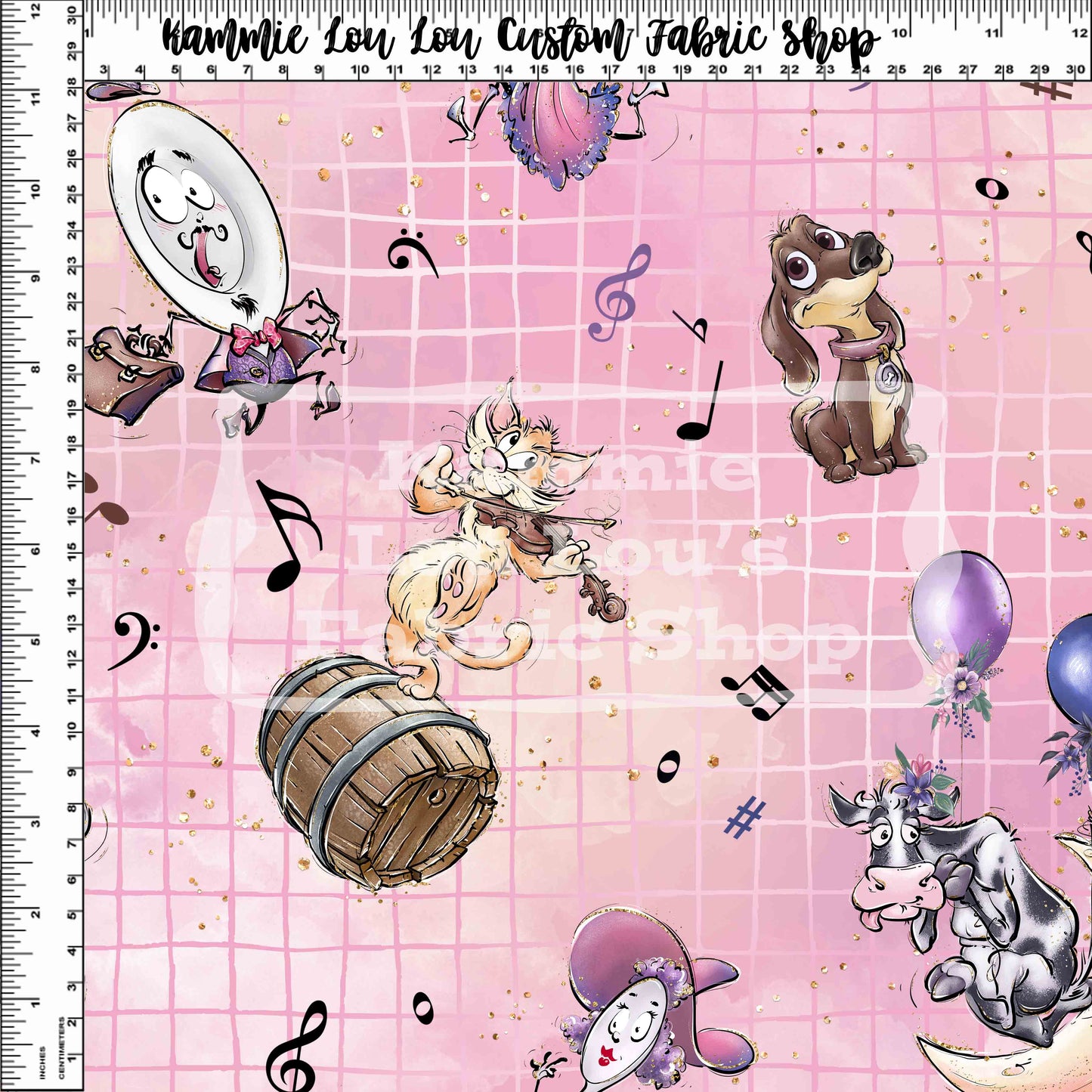 R125 Nursery Rhymes - Main Toss - Pink Grid