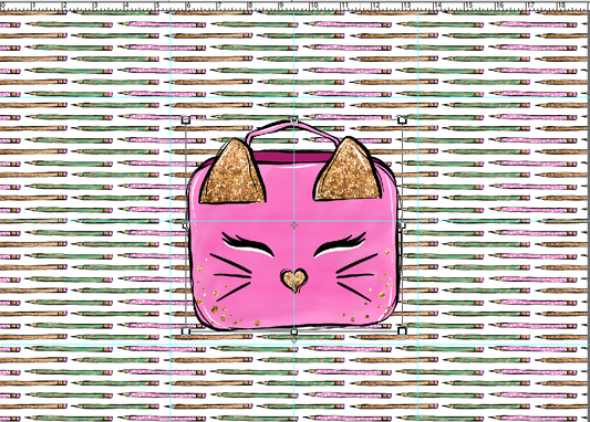 R117 : School Days - Blackboard Collection - Kitty Luncbox - PANEL