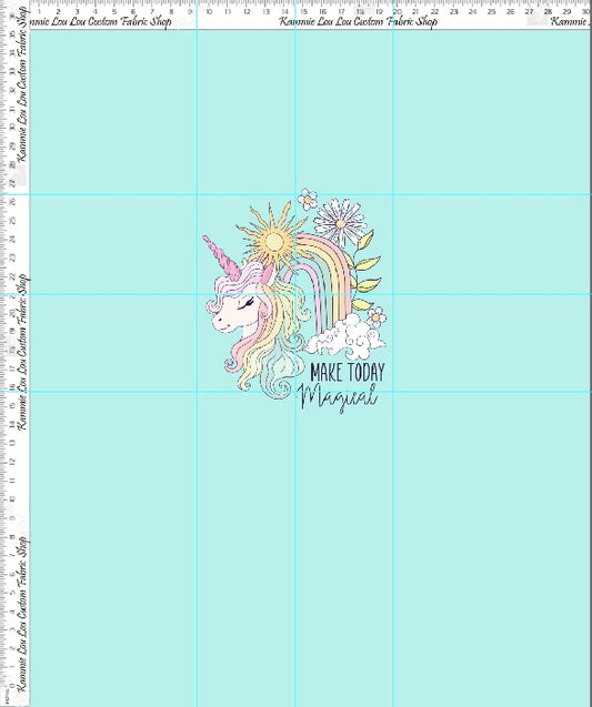 Sunshine & Unicorns - Panel - Adult - Teal