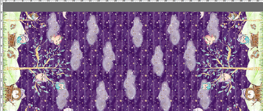 Owl Night Long - Double Border - Purple