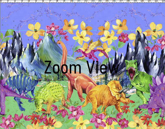 R108 Prehistoric Paradise - Double Border - Blue