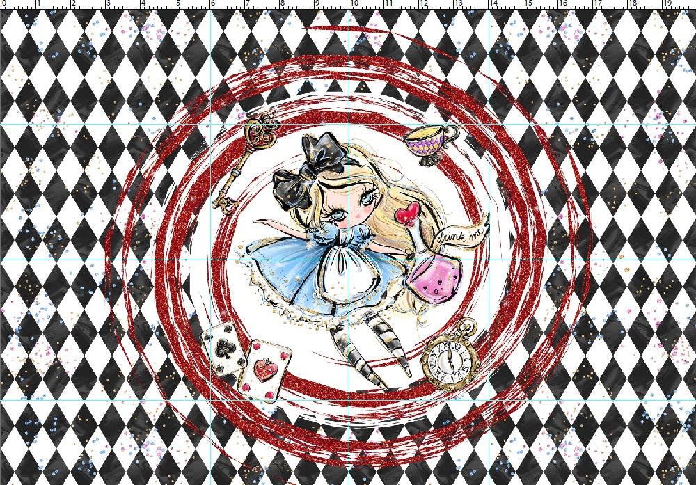 R107 Wonderland Tea Party - Panel 5 - Falling in Glitter - adult